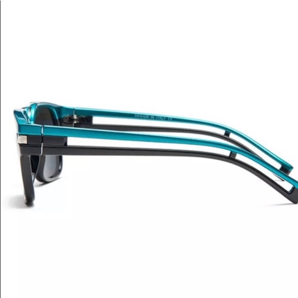 Classy Two-tone Black & Blue Outdoor Sunglasses Accessory - Picture 2 of 4